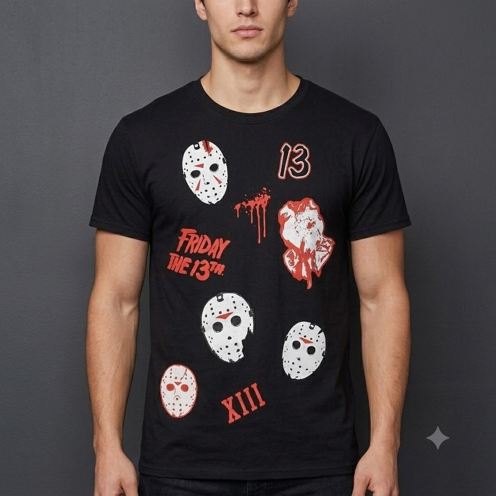 Friday the 13th Jason Horror T-Shirt Men's Small Black Graphic Tee